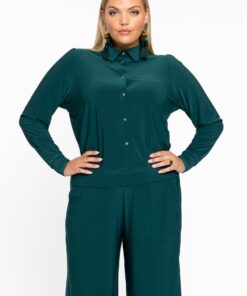 YOEK Blouse kort | Dark Green | Maat 58/60