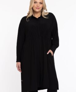 YOEK Tuniek met tailleband | Grote maten tuniek | Zwart | Maat 38/40