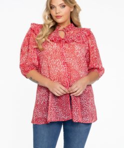 YOEK Tuniek ROSSA | Grote maten tuniek | Rood | Maat 42/44