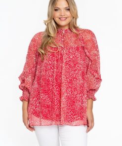 YOEK Tuniek ruches ROSSA | Grote maten tuniek | Rood | Maat 38/40