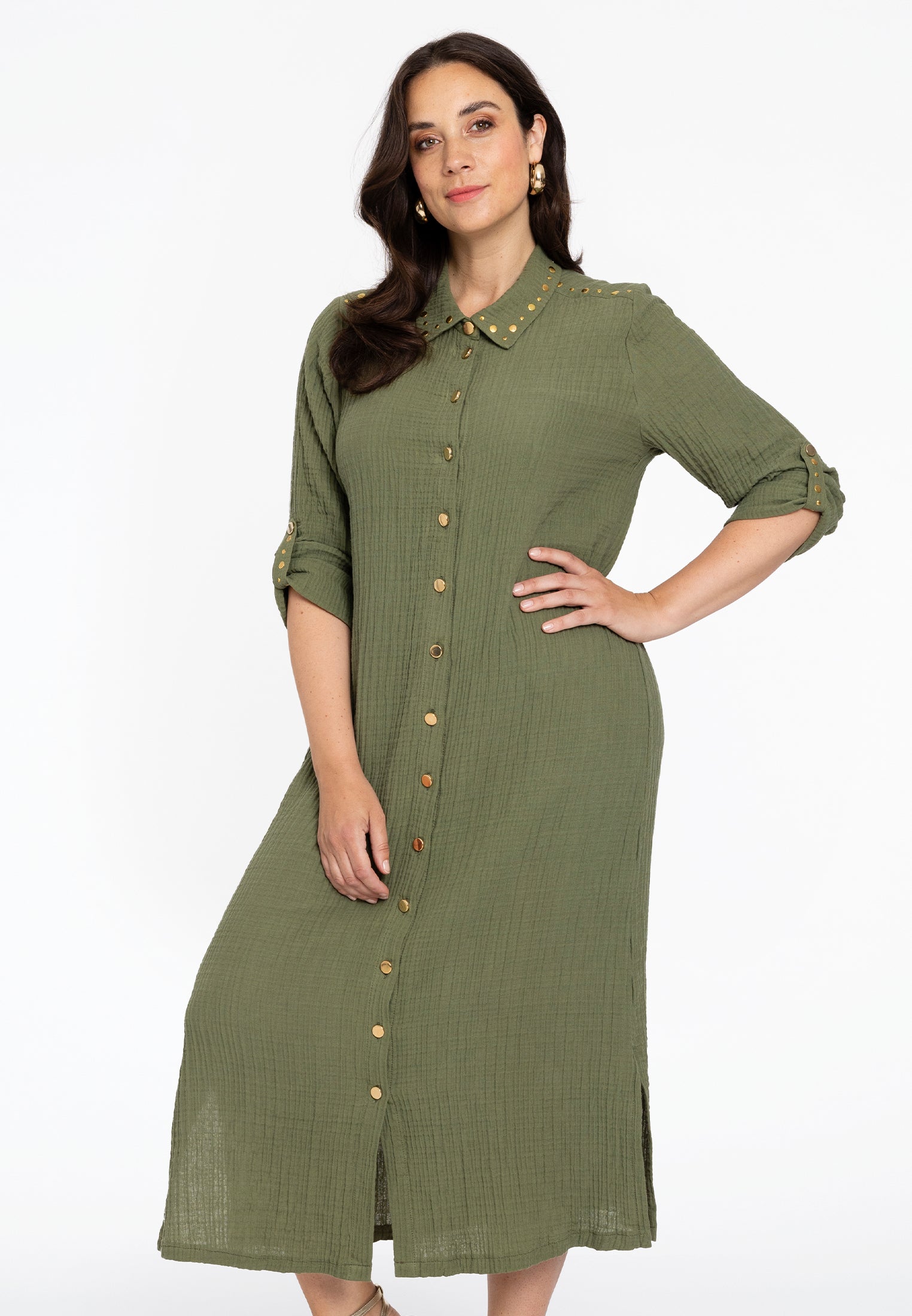 YOEK Blouse langs | Lichtgroen | Maat 50/52