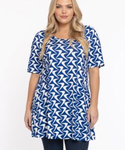 YOEK Tuniek wide bottom ISLA | Grote maten tuniek | Blauw | Maat 42/44