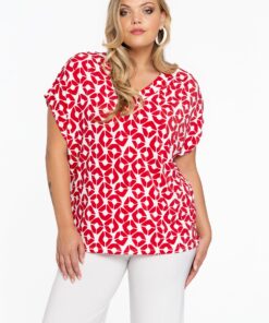 YOEK Shirt V-Hals PENELOPE | Rood | Maat 38/40