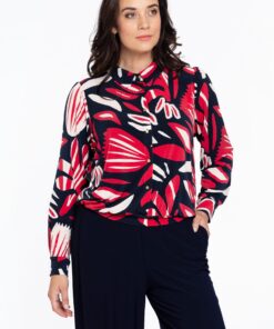 YOEK Blouse kort AMELIA | Blauw | Maat 42/44