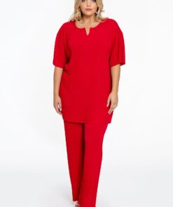 YOEK Broek PLISSE | Rood | Maat 38/40