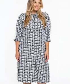 YOEK Jurk met knopen | Beige | Maat 38/40