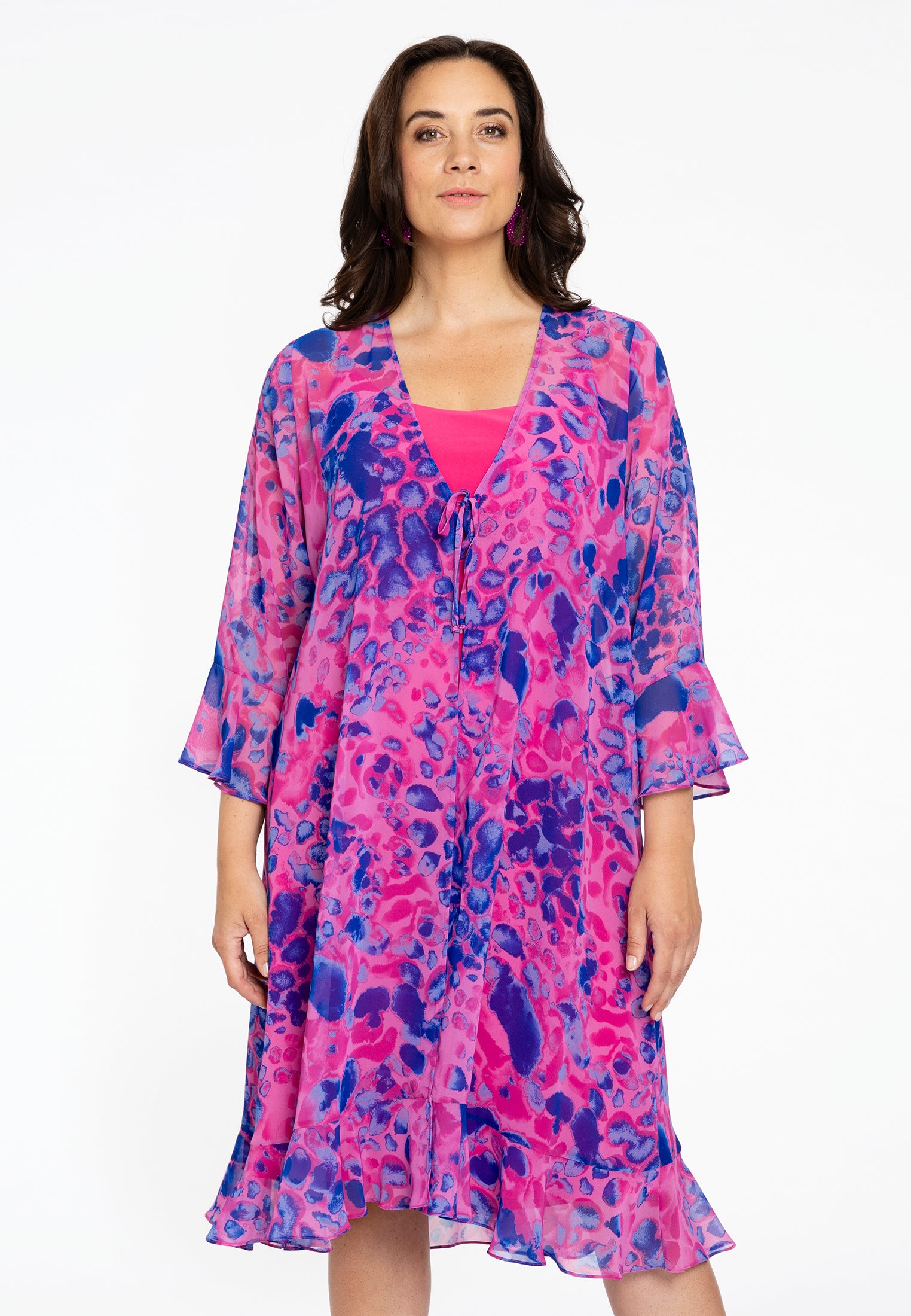YOEK Cardigan met ruches FIERCE | Roze | Maat 42/44