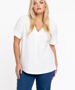 YOEK Tuniek v-hals | Grote maten tuniek | Beige | Maat 42/44