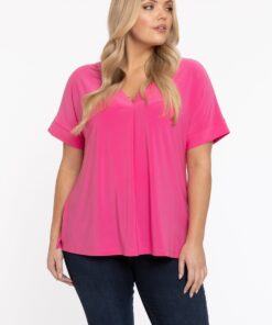YOEK Tuniek v-hals | Grote maten tuniek | Roze | Maat 58/60