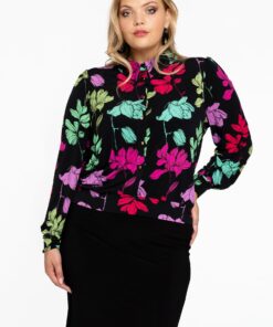 YOEK Korte blouse | Zwart | Maat 46/48