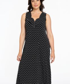 YOEK Mouwloze jurk DOTS | Zwart | Maat 58/60