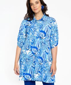 YOEK Blouse met pofmouwen | Blauw | Maat 42/44