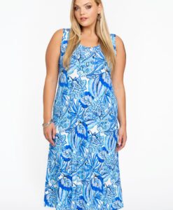 YOEK Jurk met strass | Blauw | Maat 38/40