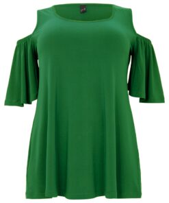 YOEK Tuniek flare met uitsnedes | Grote maten tuniek | Groen | Maat 58/60