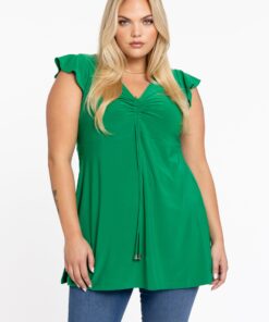 YOEK Tuniek met kapmouwen | Grote maten tuniek | Groen | Maat 38/40
