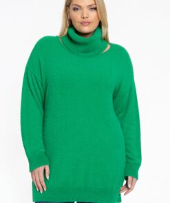 YOEK Trui met col PELOSO | Groen | Maat 42/44