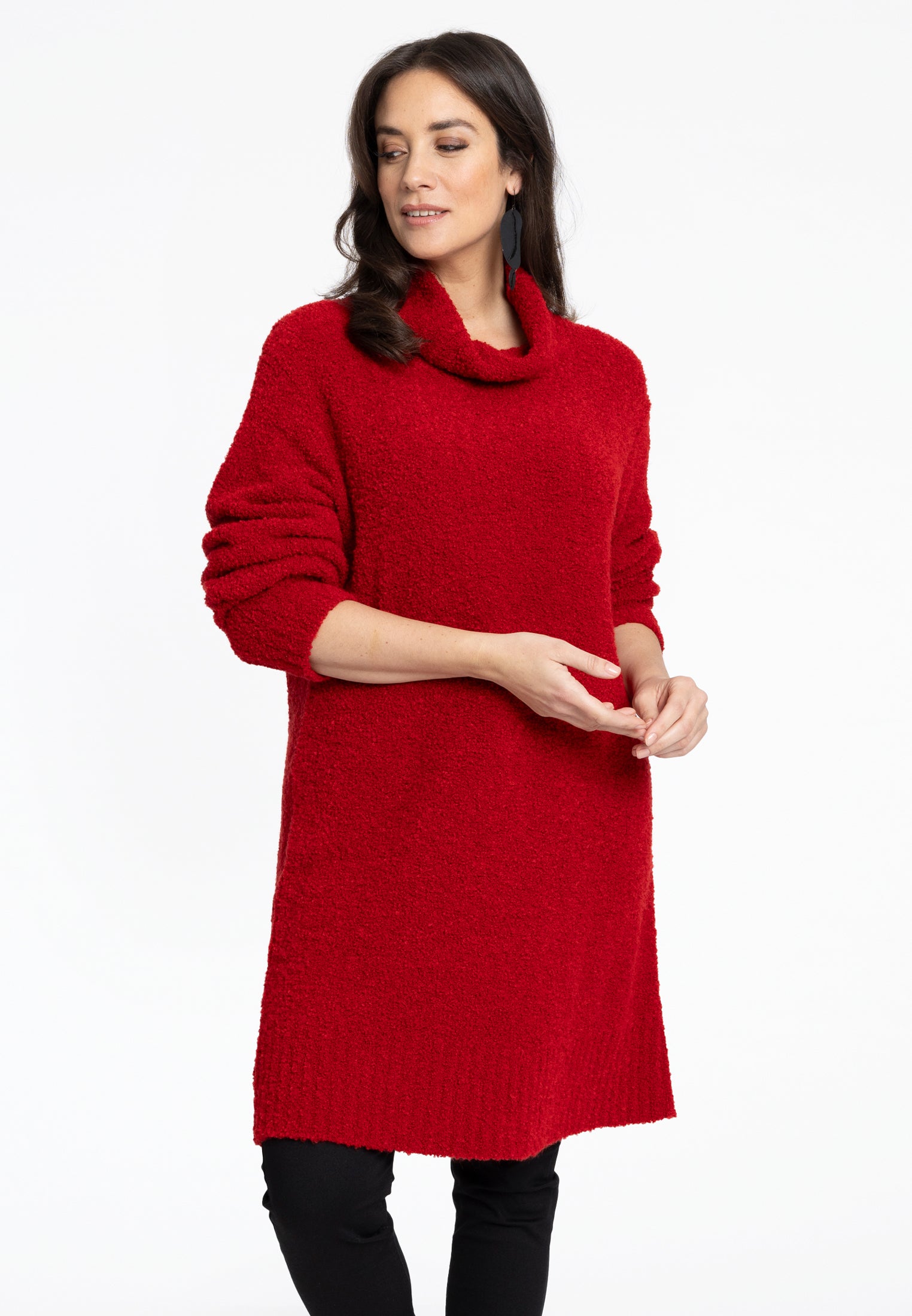 YOEK Trui met col teddy | Rood | Maat 38/40