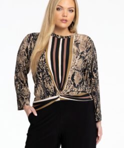 YOEK Shirt met knoop | Bruin | Maat 50/52