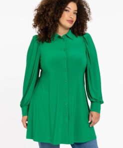 YOEK Blouse wide bottom | Groen | Maat 54/56