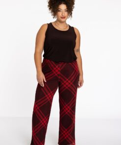YOEK Broek CHECK | Rood | Maat 54/56