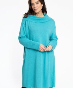 YOEK Lange trui | Turquoise | Maat 54/56