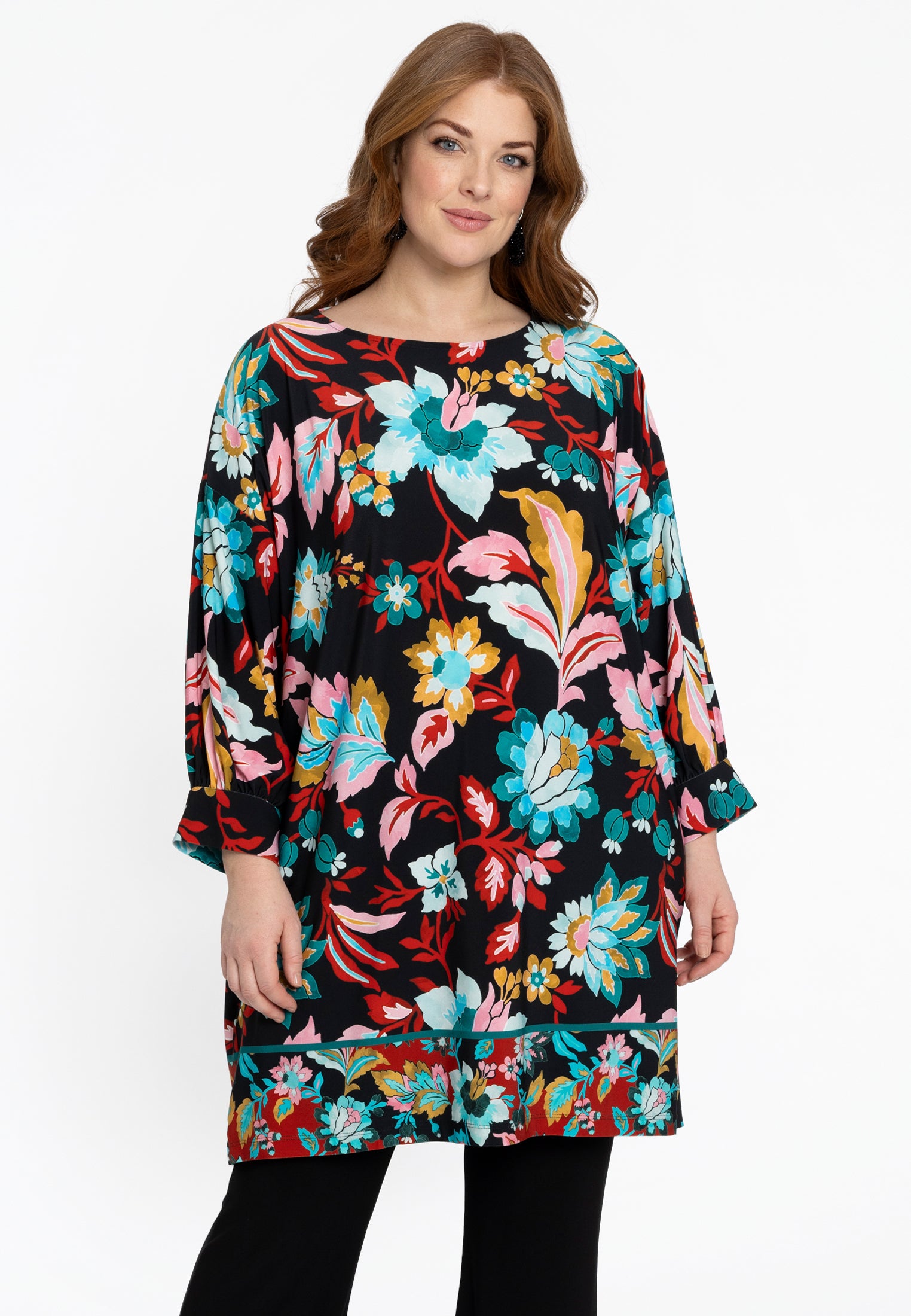 YOEK Wijde tuniek | Grote maten tuniek | Zwart | Maat 42/44