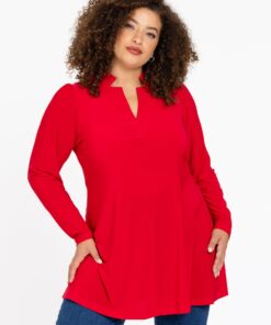 YOEK Tuniek V-hals | Grote maten tuniek | Rood | Maat 42/44