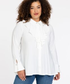 YOEK Blouse volant | Beige | Maat 42/44