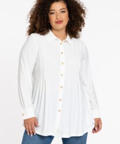 YOEK Blouse plooien | Beige | Maat 42/44