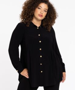 YOEK Blouse plooien | Zwart | Maat 42/44