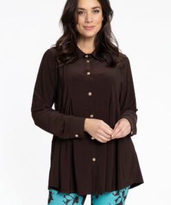 YOEK Blouse plooien | Bruin | Maat 58/60