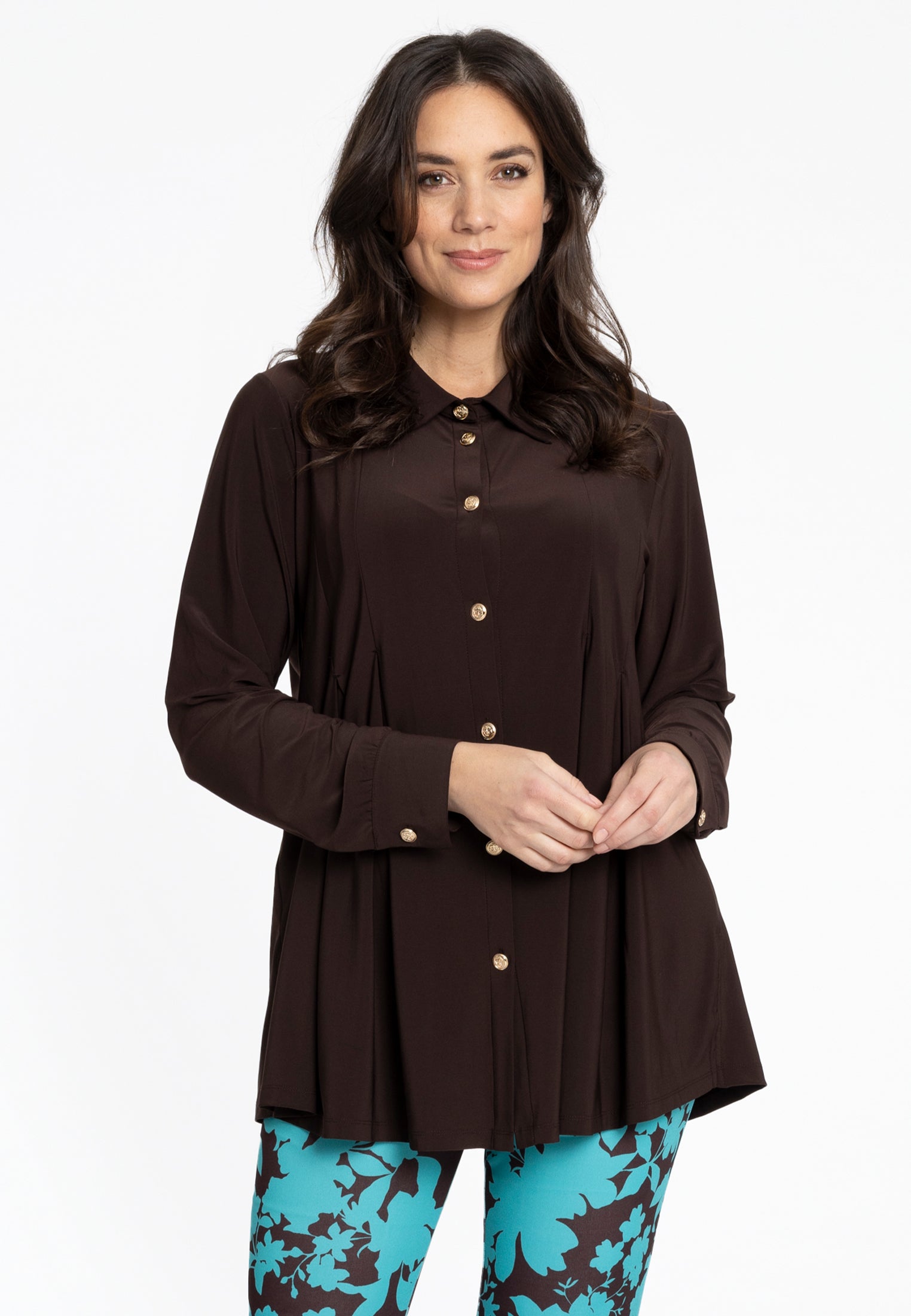 YOEK Blouse plooien | Bruin | Maat 42/44