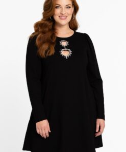 YOEK Tunic wide bottom VERO | Zwart | Maat 54/56
