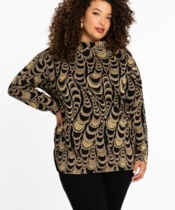 YOEK Tunic wide collar CIRCLE | Zwart | Maat 58/60