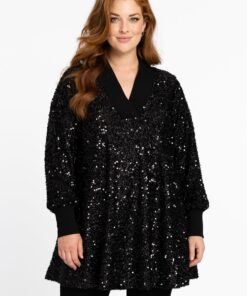 YOEK Tunic wide bottom PAILLET | Zwart | Maat 38/40