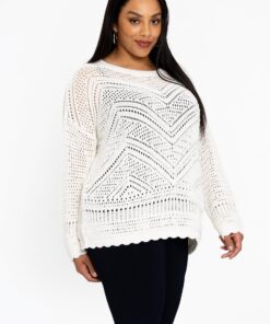 YOEK Trui ajour KNIT | Beige | Maat 50/52