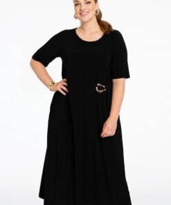 YOEK Jurk swing buckle | Zwart | Maat 54/56