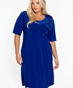 YOEK Jurk A-line zipflower | Blauw | Maat 42/44