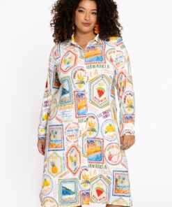 YOEK Lange blouse TROPICANA | Beige | Maat 54/56