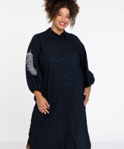 YOEK Geborduurde blouse-jurk SOFT | Blauw | Maat 42/44