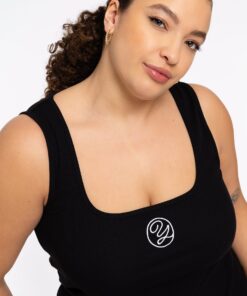 YOEK Tanktop met logo LOUNGE | Zwart | Maat 46/48