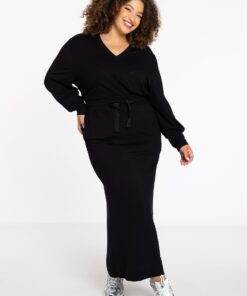 YOEK Maxi-rok LOUNGE | Zwart | Maat 38/40
