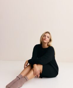 YOEK Oversized jurk LOUNGE | Zwart | Maat 50/52