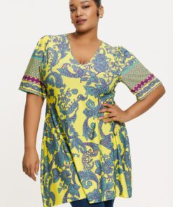 YOEK Tuniek wide bottom RETROLOVE | Grote maten tuniek | Multi | Maat 42/44