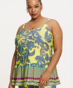 YOEK Singlet met ruches RETROLOVE | Multi | Maat 50/52