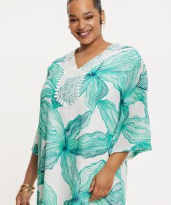 YOEK Jurk SEASTAR | Turquoise | Maat 58/60