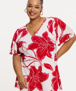 YOEK Top A-lijn LILY | Rood | Maat 58/60
