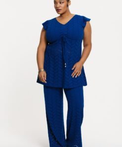 YOEK Broek ajour MARE | Blauw | Maat 54/56