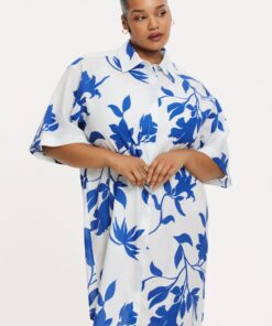 YOEK Blouse-jurk FIORELLINA | Blauw | Maat 42/44