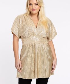 YOEK Tuniek plisse HANNELORE | Grote maten tuniek | Goud | Maat 38/40